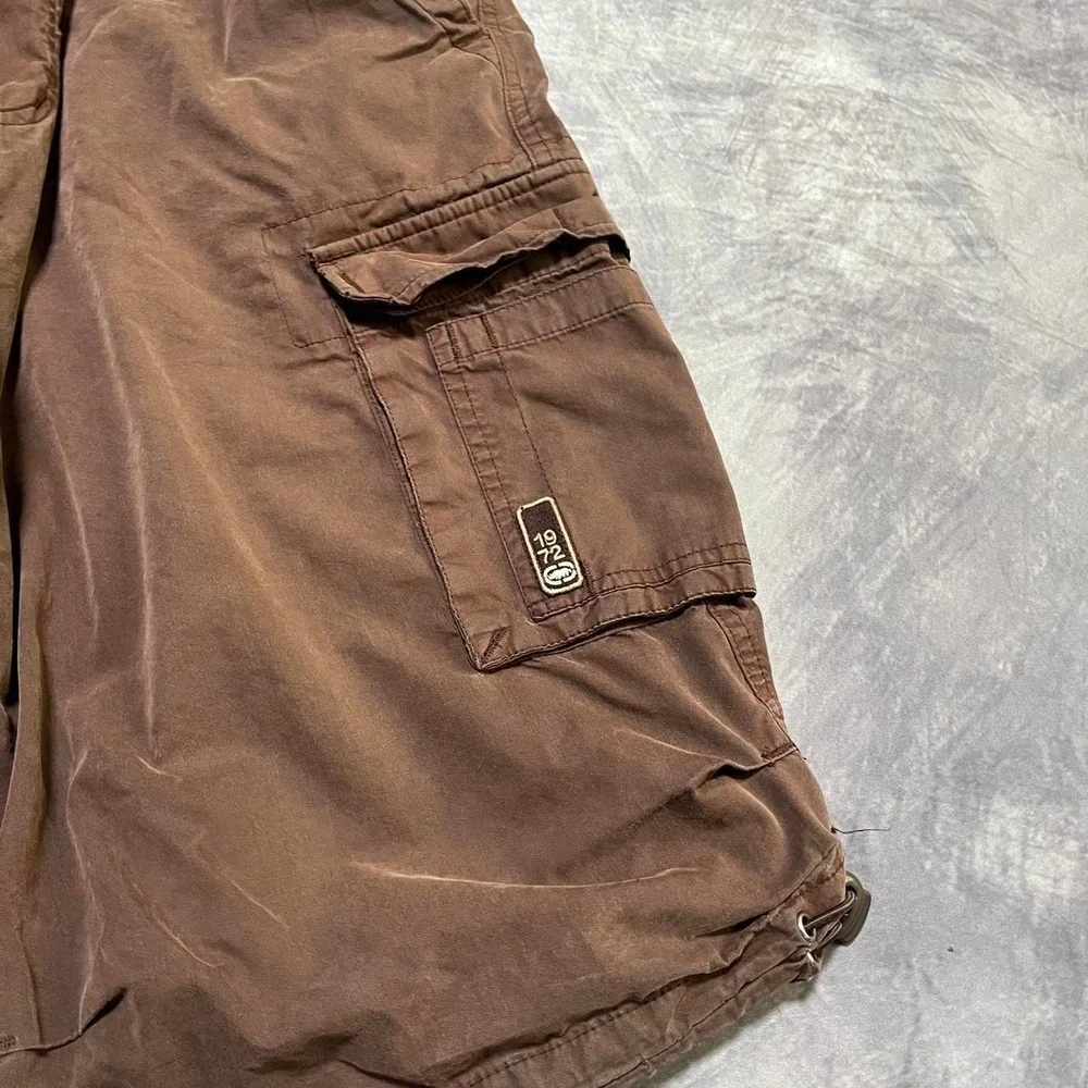 Y2K 2000s Ecko Unltd Baggy Grunge Indie Skater Hip Hop Faded Brown Cargo Shorts